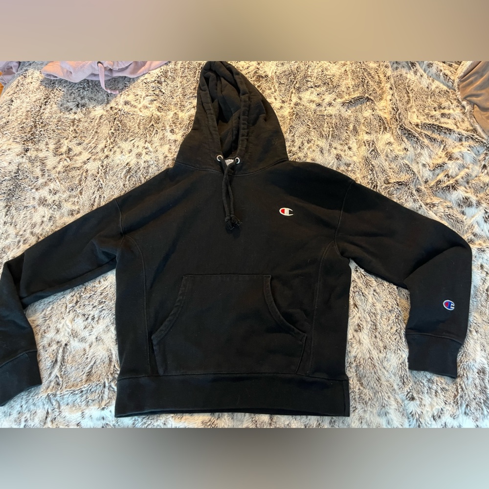 all black champion hoodie size s